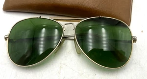 VINTAGE BUSHNELL GREEN AVIATORS – SHOOTERS GOLD FRAME GLASSES - Picture 1 of 6