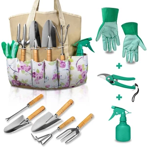 9-Piece Garden Tools Set w/ Bag & Gloves - Heavy Duty Gardening Kit Gift - Picture 1 of 11