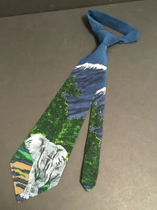 WWF AFRICAN ELEPHANT Necktie World Wildlife Fund Silk Tie Design #133 1991 - Picture 1 of 7