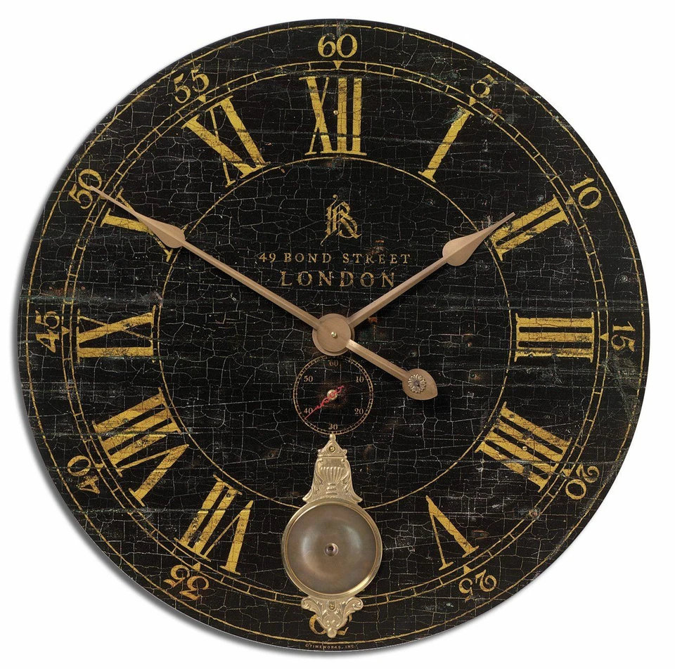Uttermost 06030 Bond Street 30" Black Wall Clock
