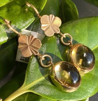 Vintage Citrine Earrings Estate Fine Jewelry Pre-Owned 14k Rose Gold Dangle - Image 1 of 4