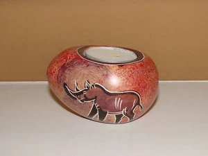 Vintage San Diego Zoo & Safari Park Souvenir Tealight Candle Holder Stone Votive - Picture 1 of 5