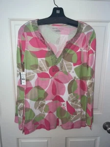 Neu mit Etikett New York & Company langärmliges Damenshirt mehrfarbig V-Ausschnitt Größe S - Bild 1 von 4