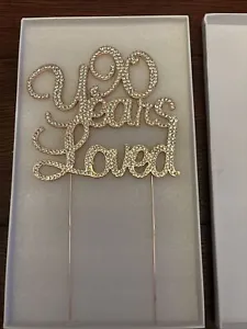 Crystal Creations Cake Topper  Sparkly Rhinestones 90 Years Loved Rose Gold - Picture 1 of 7
