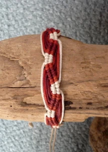 Pulsera pulsera amistad pulsera surfista algodón rojo burdeos y blanco N5 - Imagen 1 de 1