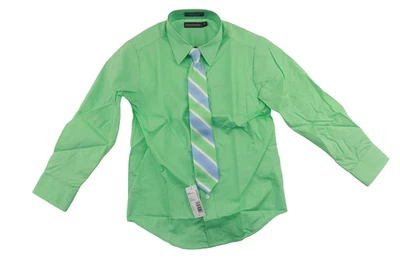 Camisa de vestir Dockers para niños manga larga con corbata con clip verde menta lisa talla 8 Foto 1 de 4