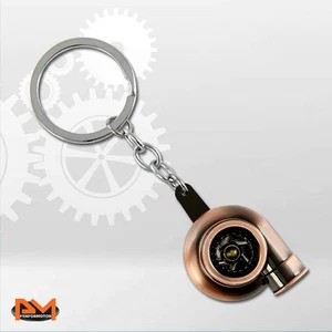 SPINNING TURBO CHARGER COMPRESSOR STYLE CAR KEYCHAIN ALLOY KEYRING KEYFOB COPPER - Picture 1 of 3