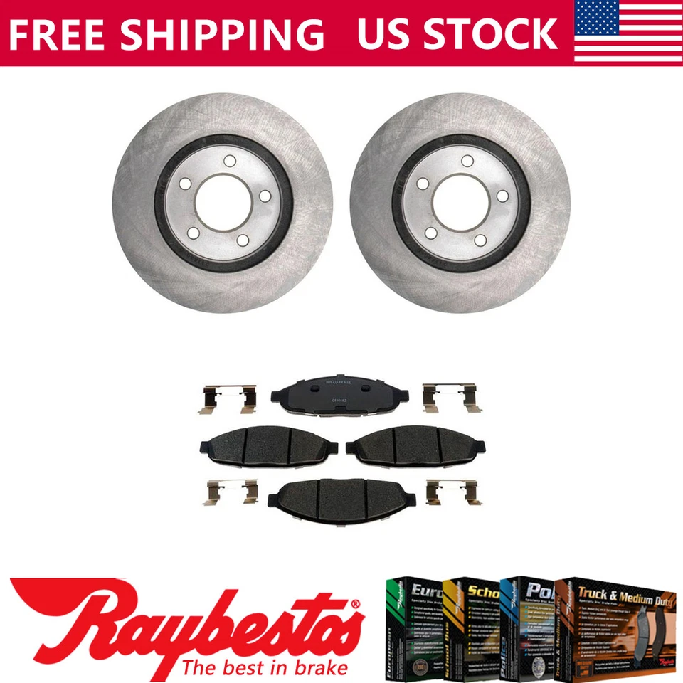 Kit de rotores de freno delanteros + pastillas de cerámica y herrajes para Chrysler Pacifica 2004-2008 Foto 1 de 4