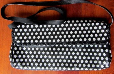 Bolso de hombro Arcadia italiano de cuero negro/blanco en relieve, bolso de mano, bolso de mano NUEVO Foto 1 de 4