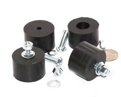 1  1/2” Diameter x 1” Height Natural Rubber Feet,  Includes Mounting Hardware - Image 1 of 4