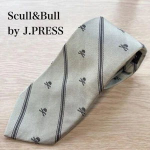 J.PRESS Scull&Bull Tie Silver Gray 8cm/149cm - Picture 1 of 4