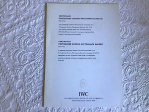 Certificato Garanzia in Bianco IWC Portoghese Chrono Rattrappante Barozzi - Foto 1 di 4