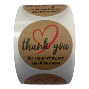 1 3/8" Thank you for Supporting My Small Business RED HEART 500 Kraft labels - Picture 1 of 3