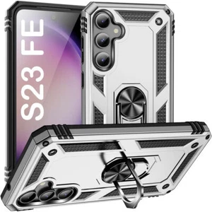 Military Grade Hybrid Case with Ring Grip for Samsung Galaxy S23 FE - Silver - Picture 1 of 10