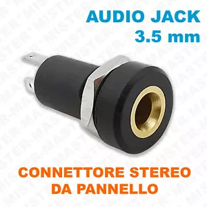 PRESA AUDIO JACK 3,5 mm STEREO CONNETTORE FEMMINA DA PANNELLO 3 PIN - 2 PEZZI - Foto 1 di 3