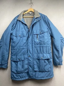 KingSize Coat Men’s Size Large Fleece Lined Blue Full Zip Polyurethane Coating - Picture 1 of 5
