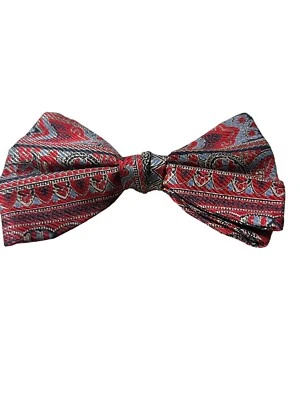 Gravata borboleta vintage clipe resistente à ferrugem geométrico vermelho azul retrô 5”x3” - Imagem 1 de 4