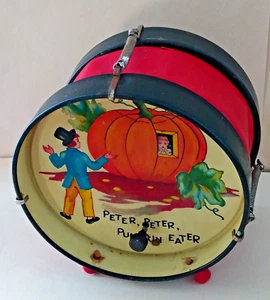 1949 Nursery Rhyme Tin Litho Child's Night Lamp Jack & Jill, Peter Pumkin Eater - Picture 1 of 7