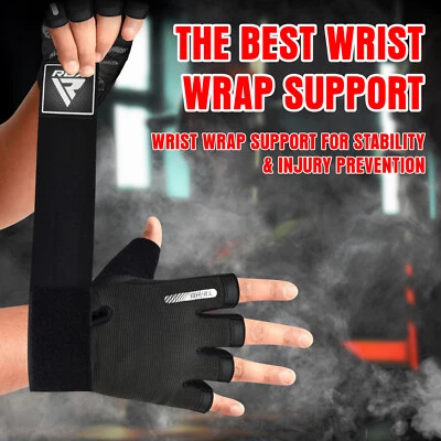 Guantes de levantamiento de pesas RDX protección completa de la palma con envoltura de muñeca Foto 1 de 4