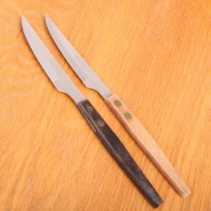 2 St Regis Knives Knife Wood Handle Riveted Japan Stainless - Picture 1 of 5