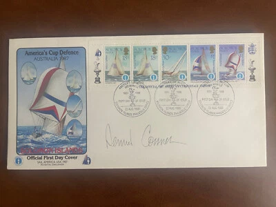 Copa América Defensa 1987 Primer Día Cubierta SELLOS Firmado por Dennis Conner Foto 1 de 4