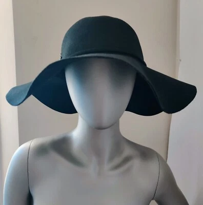 DAVID & YOUNG Sombrero Floppy de Lana de Fieltro con Joyas para Mujer Negro Boho Talla Única Embalable Foto 1 de 4