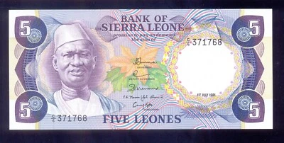Sierra Leone  5 Leones  1981   P7d  UNC - Image 1 of 2