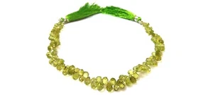 PERIDOT TEARDROP 3X5-4X7MM FACETED LOOSE GEMSTONE BEADS 8"INCH 70CTS NATURAL - Picture 1 of 7