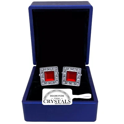 GEMELLI CAMICIA UOMO Donna con Cristalli Zirconi  CERIMONIA matrimonio Rosso - Immagine 1 di 2