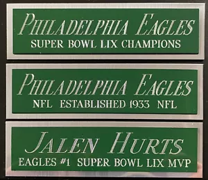 JALEN HURTS EAGLES NAMEPLATE FOR AUTOGRAPHED Signed HELMET-FOOTBALL-PHOTO-JERSEY - Picture 1 of 8