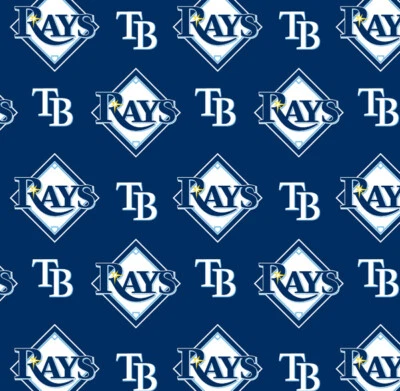 Tampa Bay Rays Cotton Fabric MLB Logo Print Material by the 1/4,1/2,Yard, 58"W - Image 1 of 2