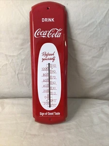 Vintage Coca-Cola retro THERMOMETER Soda Pop ADVERTISING Matel Sign - Picture 1 of 6