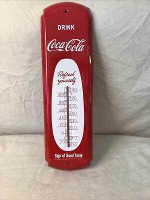 Vintage Coca-Cola retro THERMOMETER Soda Pop ADVERTISING Matel Sign - Image 1 of 4