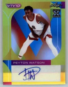 2022-23 Leaf Vivid Autographs Yellow #BA-PW1 Peyton Watson XRC Rookie AUTO 37/50 - Picture 1 of 2