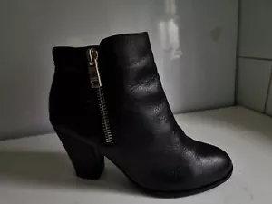 ALDO DESIGNER UK 6 EU 39 WOMENS BLACK REAL LEATHER HEELS ANKLE BOOTS - Picture 1 of 13