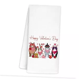 Day Kitchen Towels for Cat Lovers Day Decorations for Home Gifts Cat Valentines - Picture 1 of 8