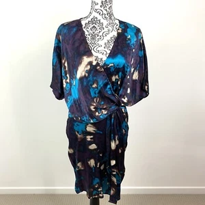 Ojay Womens Dress 8 Purple Marble Print Silk Satin Knot Front Shift Party Event - Picture 1 of 12