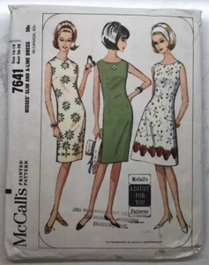 Vintage McCall's Kleid bedruckt Schnittmuster #7641 ärmellos A-Linie ausgestellt - Bild 1 von 4