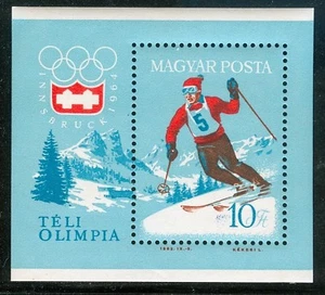 HUNGARY-1964.Souv.Sheet-Winter Olympics Innsbruck(sport,ski)  MNH! Mi Bl.40. - Picture 1 of 1