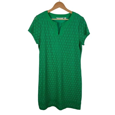 Isaac Mizrahi Live! Green Lace Crochet Knit Shift Dress Medium Preppy Church - Image 1 of 4