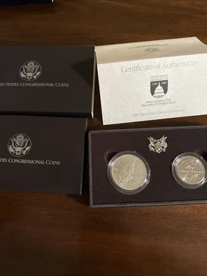 1989 D U.S. CONGRESSIONAL 2 Coin UNC SILVER Dollar/Clad Half Dollar BU Set OGP - Image 1 of 3