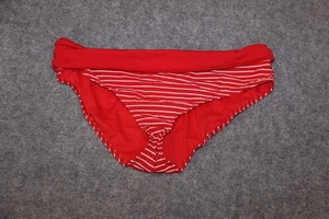 BIKINI UNTERTEIL BADE SLIP  GRÖSSE 44 ROT  GESTREIFT MIT UMSCHLAGBUND C&A - Bild 1 von 1