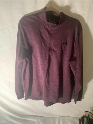 Pulôver masculino Under Armour roxo manga longa GG solto equipamento frio zíper camisa #230 - Imagem 1 de 4