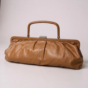 Hobo International Vintage hellbraun Leder Top Griff Rahmen Handtasche - Bild 1 von 6