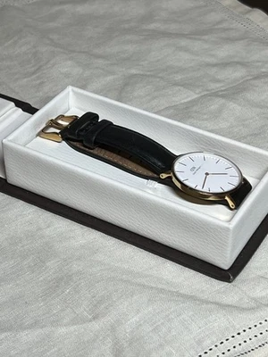 Daniel Wellington B36R13 Classic White x Gold Dial with Black Leather Strap - Image 1 of 4
