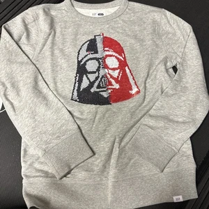 Gap Gray Star Wars Flippy Sequins Darth Vader Sweatshirt- Youth Size L 10 - Picture 1 of 5