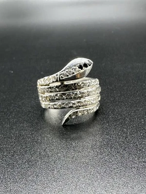 Ring Silberring 925er Silber Schlangenring blaue und weiße Farbsteinen - Bild 1 von 4