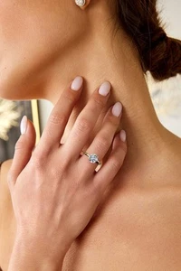 Diamond Solitaire Ring F VS1 Round 1 Ct Lab Created 18k Yellow Gold 4 Prongs - Picture 1 of 11