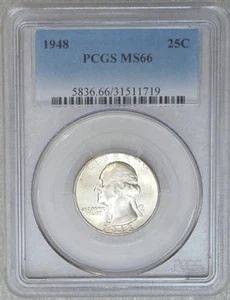 1948 P Washington Silver Quarter PCGS MS66 White Frosty Luster PQ #Q125B - Bild 1 von 4