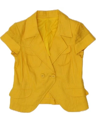 VINTAGE Womens Double Breasted Blazer Jacket UK 10 Small Yellow EJ18 - Image 1 of 3